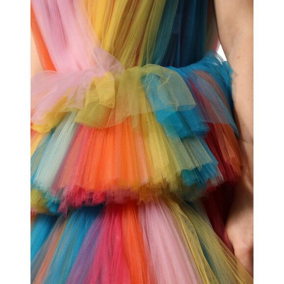 Dolce & Gabbana Multicolor Nylon Tiered Tulle Midi Women's Dress - Picture 5 of 5